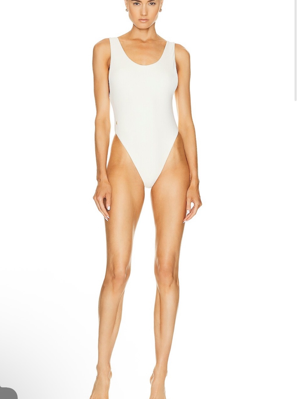 Eterne White Scoop-Back High-Cut One-Piece Swimsuit